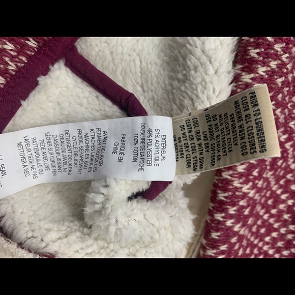 LL Bean Red Sherpa Womens Sweater Size XS Fullzip - Picture 7 of 7